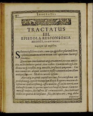 Tractatus IIII. Epistola Responsoria Medici, ΕΥΩΝΥΜΟΝ
