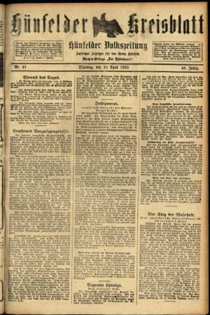 Ausgabe vom Dienstag, den 10. April 1923.