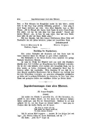 Jugenderinnerungen eines altes Pfarrers : (Schluß)