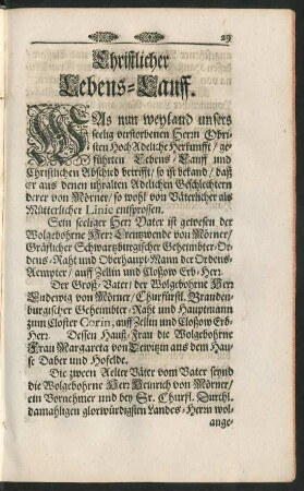 Christlicher Lebens-Lauff.