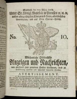 No. 10. Montags, den 7ten März 1768.