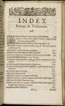 Index Rerum & Verborum.