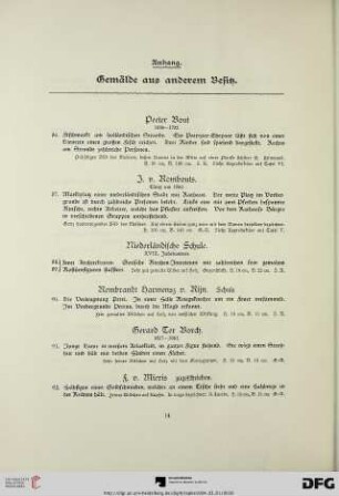 Anhang. Gemälde aus anderem Besitz (Nr. 86-100)