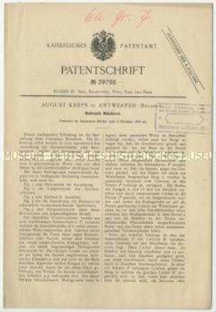 Patentschrift einer rotierenden Malzdarre, Patent-Nr. 39786