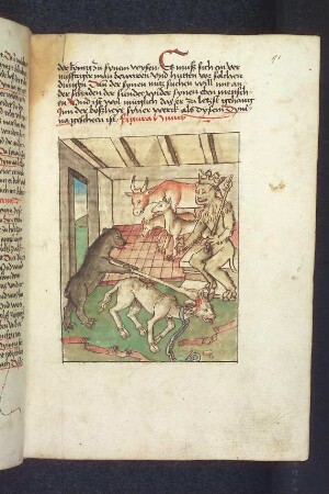 Der Löwe lässt Dimna töten; (Kapitel III: Vom Gerichtsverfahren gegen Dimna).
