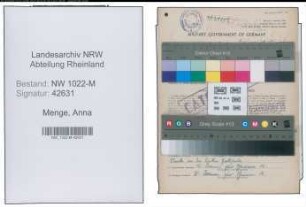 Entnazifizierung Anna Menge , geb. 25.04.1893 (Haendlerin)