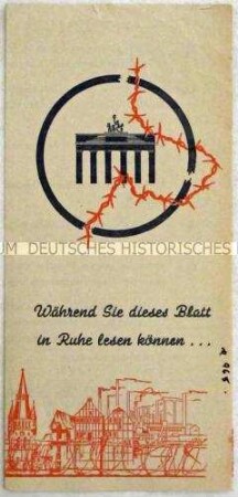 Flugschrift des Bundes der Vertriebenen mit scharfer Polemik gegen die politischen Verhältnisse in der DDR und gegen die Vertreibung von Deutschen aus ehemaligen deutschen Gebieten