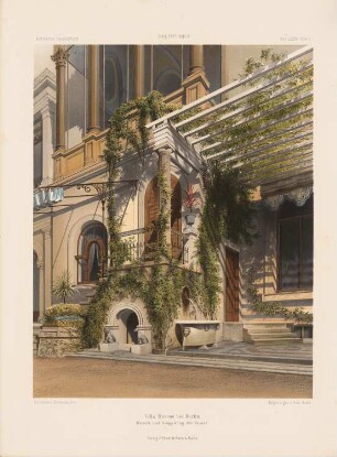 Villa Ravené, Berlin: Perspektivische Ansicht Eingang (aus: Architektonisches Skizzenbuch, H. 86/4, 1867)