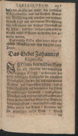 Das Gebet Johannes Rupecissa