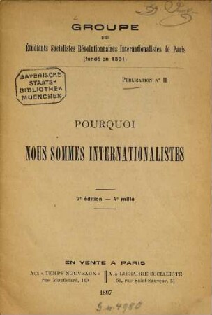 Pourquoi nous sommes internationalistes?