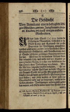 II. Die Geschicht Von Aemiliano [...], zweyen Jungfrauen, zweyen Knaben, wie auch einigen andern Mitstreitern