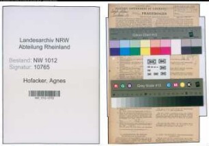 Entnazifizierung Agnes Hofacker , geb. 10.11.1913 (Schulhelferin)