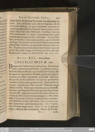 Epist. XXX. Bruxellam. Cornelio Bredae Suo.