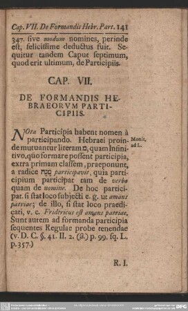 Cap. VII, De Formandis Hebraeorum Participiis