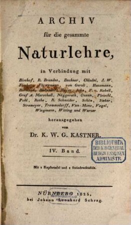 Archiv für die gesammte Naturlehre. 4. 1825