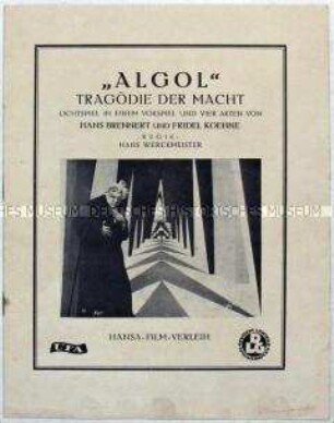 Programmheft zu dem deutschen Spielfilm "Algol"