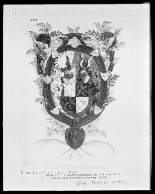 Erläuterungsbände zu den Bußpsalmen des Orlando di Lassos und den Motetten des Cyprian de Rore — Wappen mit einem Medaillon