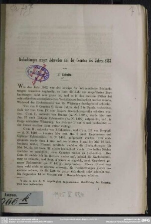 Beobachtungen einiger Asteroiden und der Cometen des Jahres 1863