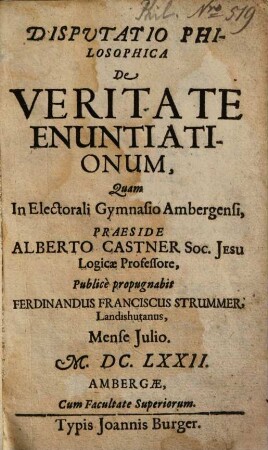 Disputatio philosophica de veritate enuntiationum