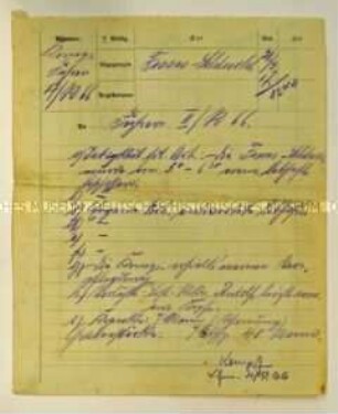 Handschriftlich ausgefüllter Vordruck zur Meldung über den aktuellen Verlauf des Kriegsgeschehens; 4./ Regiment 66 an das II. Regiment 66, Uhrzeit 12:25 Uhr
