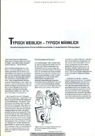 Typisch weiblich - typisch männlich. Geschlechtstypisches Kommunikationsverhalten in studentischen Kleingruppen