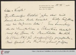Brief von Aby Moritz Warburg an Franz Boll
