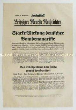 Sonderblatt der "Leipziger Neuesten Nachrichten" u.a. zum Luftkrieg gegen Großbritannien