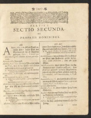 Partis I. Sectio Secunda, De Propriis Nominibus.