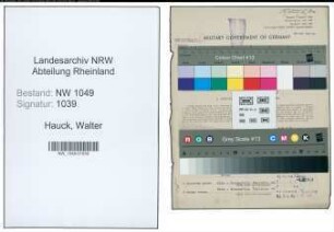 Entnazifizierung Walter Hauck , geb. 08.08.1899 (Haendler)