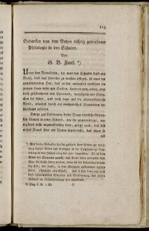 Gedanken von dem Nutzen richtig getriebener Philologie in den Schulen.