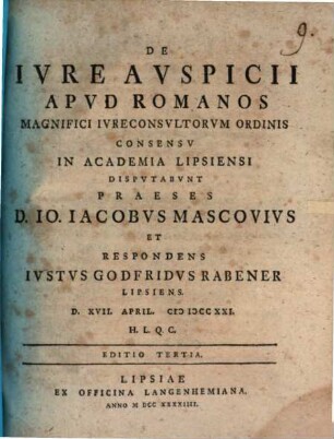 De Ivre Avspicii Apvd Romanos
