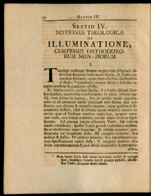 Sectio IV. Notiones Theologicae De Illuminatione, Cumprimis Orthodoxorum Non-Piorum