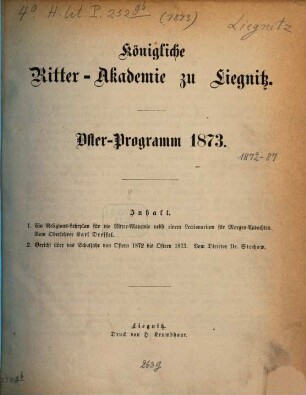 Oster-Programm. 1872/73