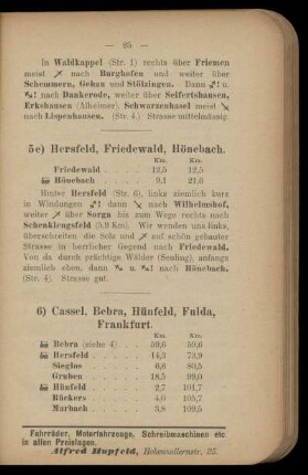 6) Cassel, Bebra, Hünfeld, Fulda, Frankfurt