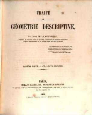 Traité de géometrie descriptive, [2],2