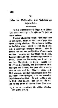 Ueber die Basedowsche und Pestalozzische Lehrmethode