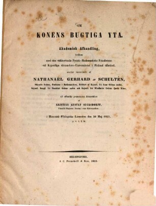 Om konens bugtiga yta : Akad. Afhandling