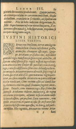 Iustini Historici Liber Tertius.