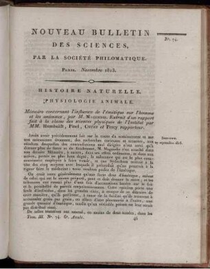 Nouveau Bulletin des Sciences, par la Société Philomatique. Paris. Novembre 1813., 74
