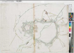Münster (Münster) Belagerung der Stadt und Zitadelle Plan des Attaques de la Ville et Citadelle de Munster 1759 2 Toise = 10,45 cm 64 x 90 kol. Zeichnung KSM Nr. 1071