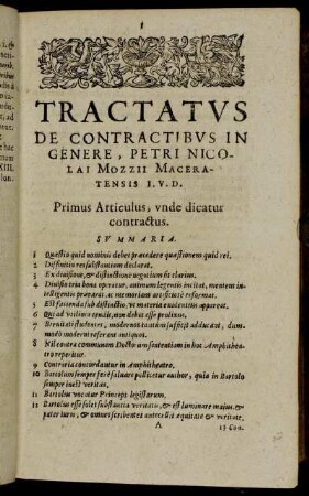 Tractatus De Contractibus in genere.