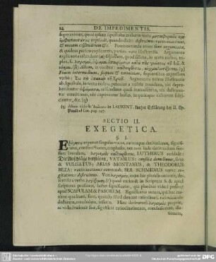 Sectio II. Exegetica
