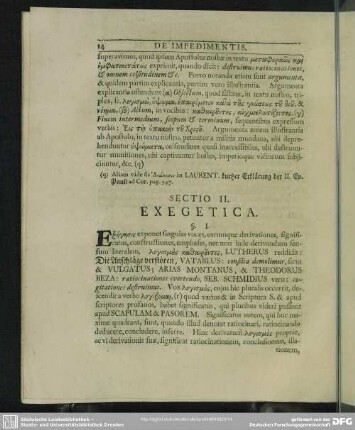 Sectio II. Exegetica
