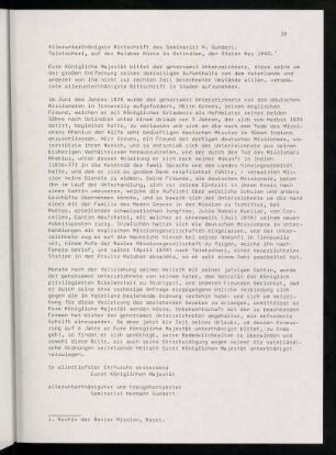 39, Bittschrift
