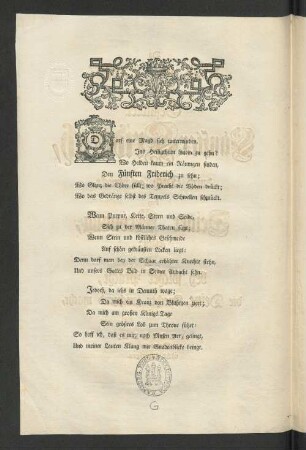 [Da Kron und Scepter sich, Gesalbter Fünfter Friderich, durch Dich geschmückt, bey Deiner Krönung, zeigen: ...]