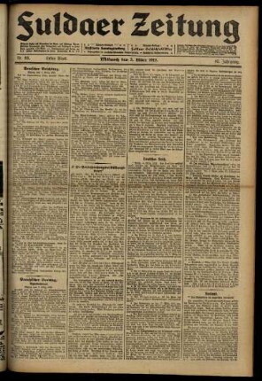 Erste Ausgabe vom Mittwoch, den 05. März 1913.
