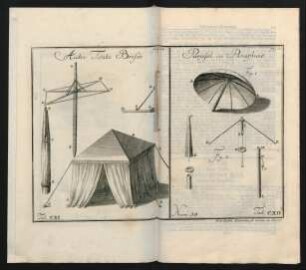 Autre Tentre Brisée. Num. 38. Tab. CXI. Parasol ou Paraplurie. Num. 38. Tab. CXII.