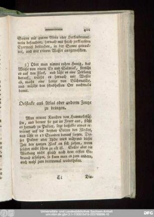 Oelflecke aus Atlas oder anderm Zeuge zu bringen.