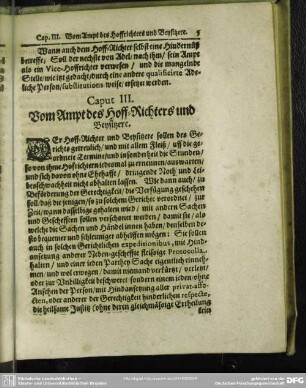 Caput III. Vom Ampt des Hoff-Richters und Beysitzers