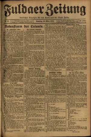 Erste Ausgabe vom Sonntag, den 19. März 1922.